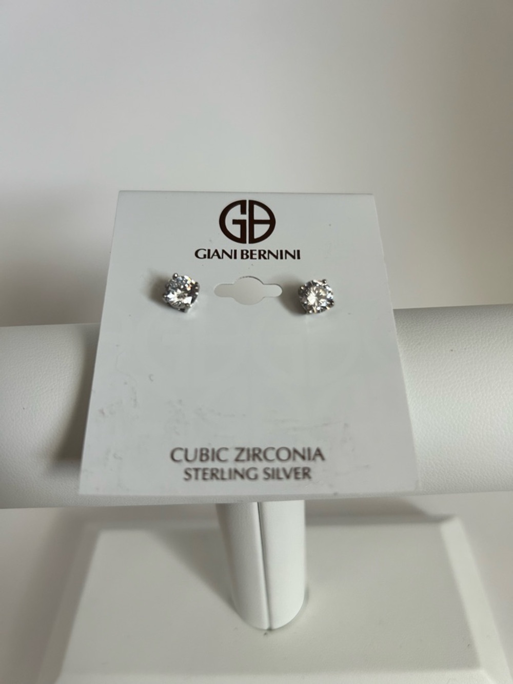 Giani Bernini Sterling Silver Cubic Zirconia Stud Earrings - Silver - Picture 2 of 7